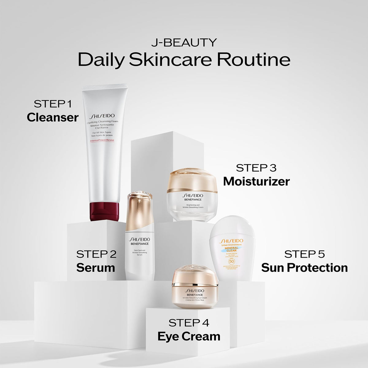 Shiseido cleanser on bathroom counter in a skincare routine setting for calming ritual benefit