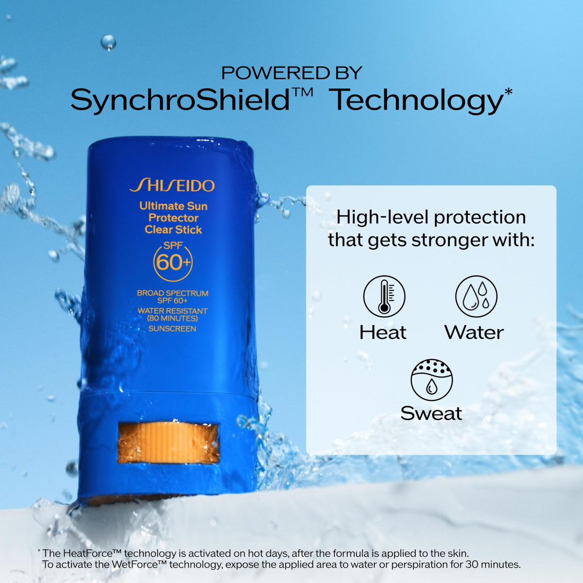 Shiseido clear stick inside bag for portable reapplication convenience