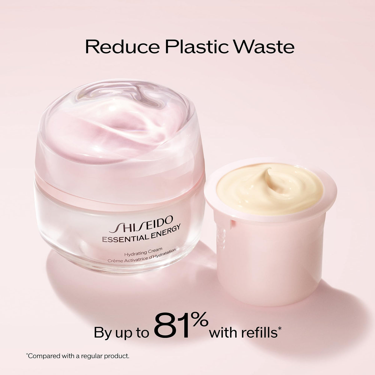 shiseido refill cartridge detail showing sustainable format, emphasizes reduced packaging waste