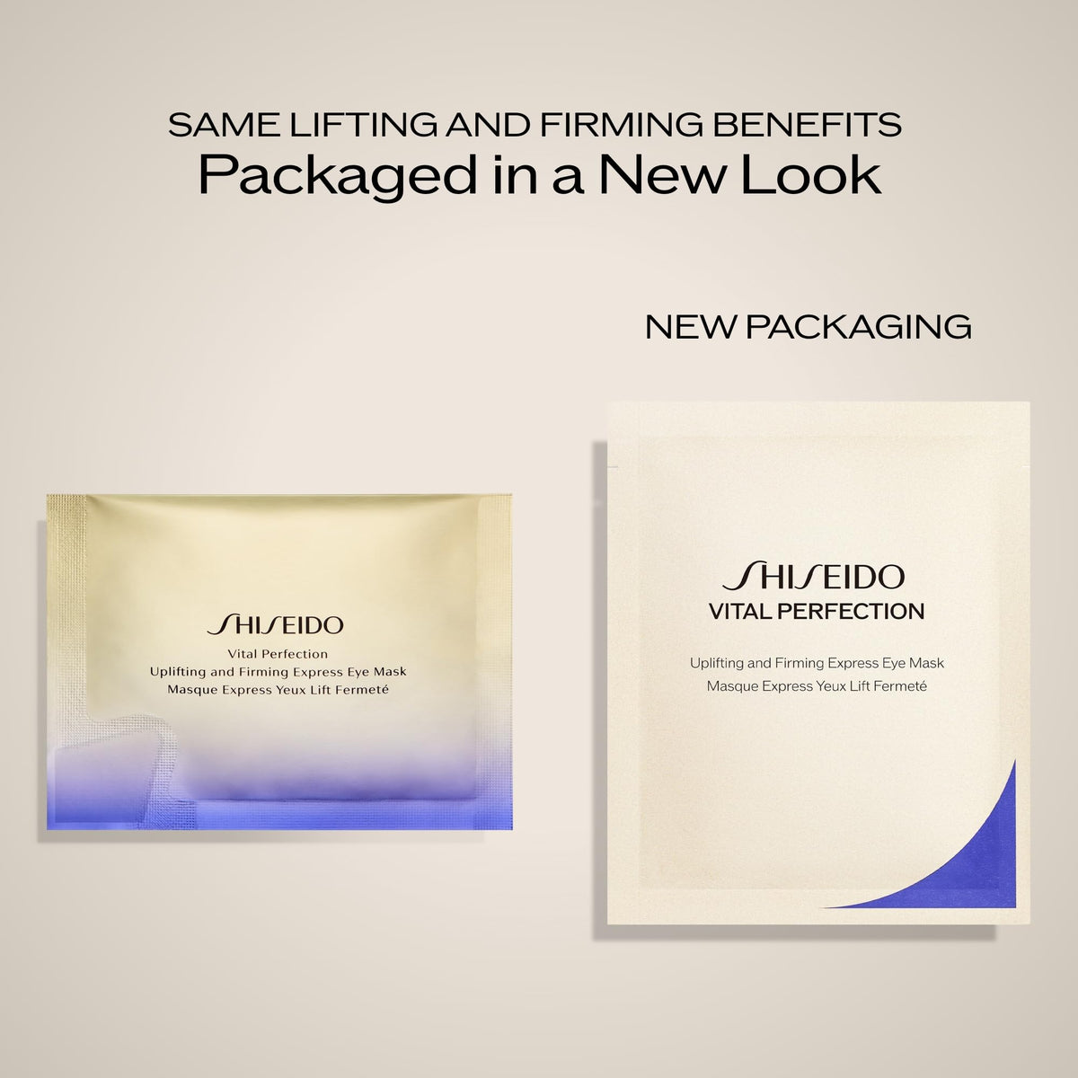 Shiseido mask next to fingers showing size and easy application benefit