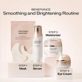 Shiseido masks staged on bathroom counter showing quick routine and spa-like benefit