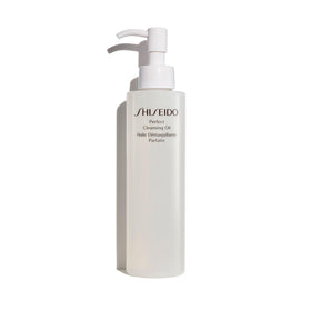 Shiseido bottle front view showing brand and clean packaging benefit