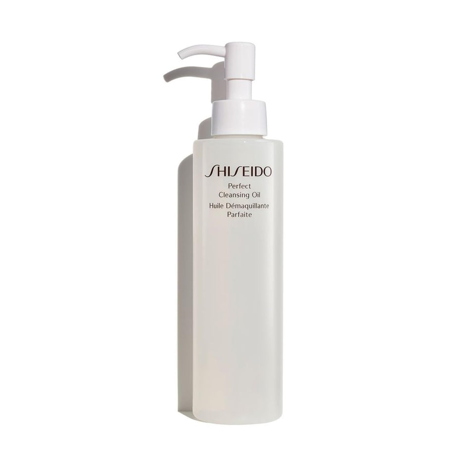 Shiseido bottle front view showing brand and clean packaging benefit