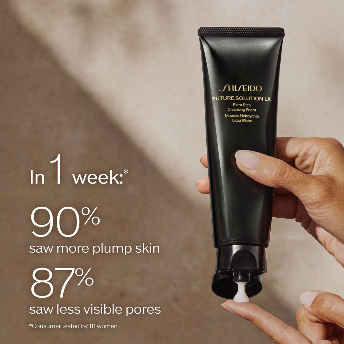 Shiseido rich foam texture close-up demonstrating dense lather and gentle cleanse