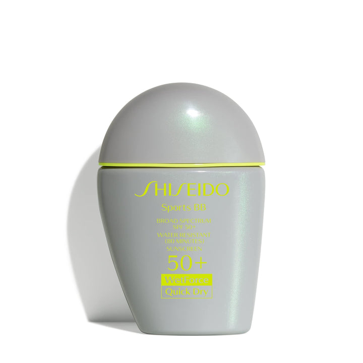 Shiseido front packaging showing SPF50 protection and compact size for travel