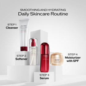 300 mL Shiseido softener beside common items demonstrating true-to-life size and value