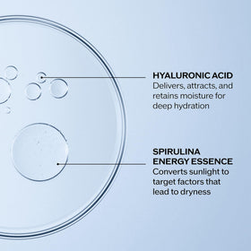Shiseido tube label visible highlighting hyaluronic acid and spirulina