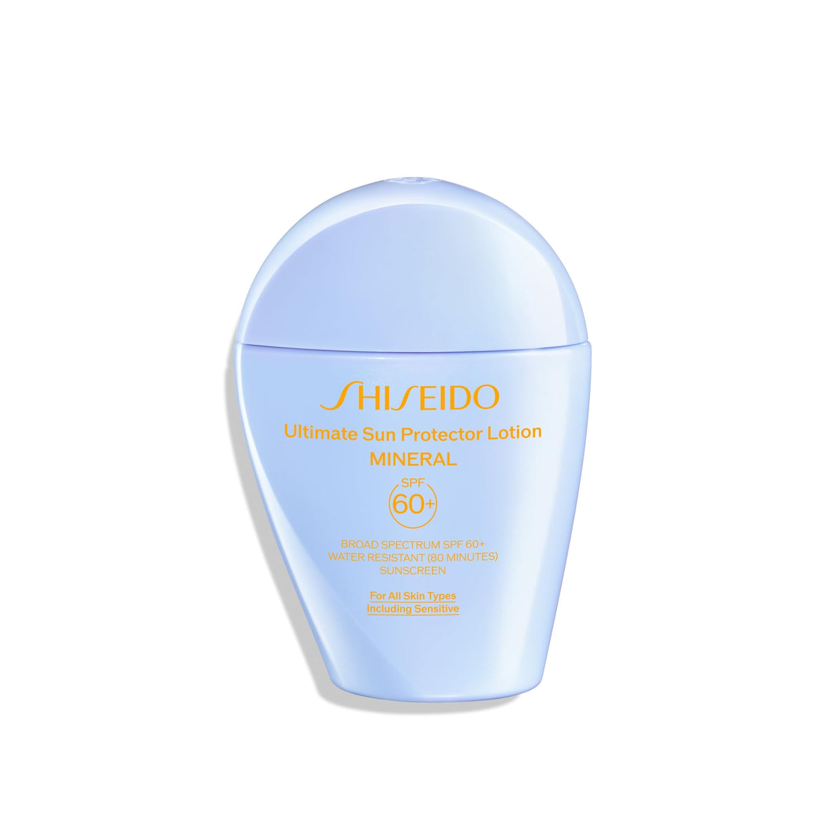 Shiseido bottle front packaging showing SPF 60+ protection and sleek design