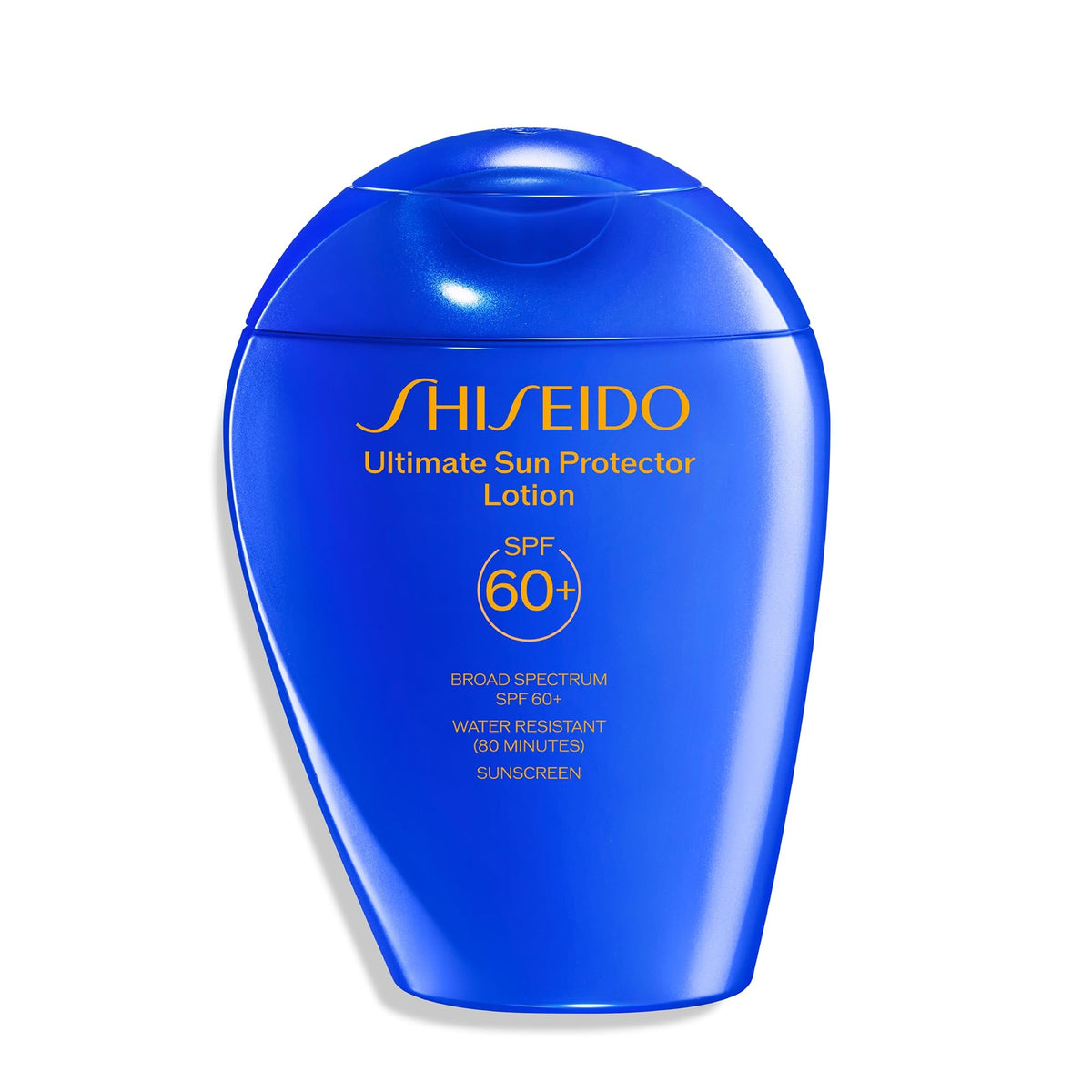 Shiseido bottle front packaging showing SPF 60 and 150 mL, clear protection