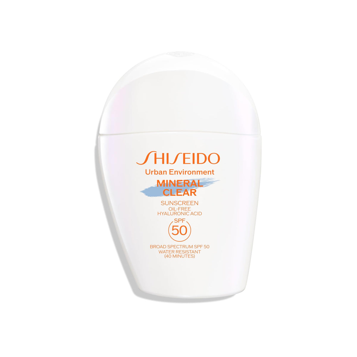 Shiseido front packaging showing SPF 50 and clear finish benefit