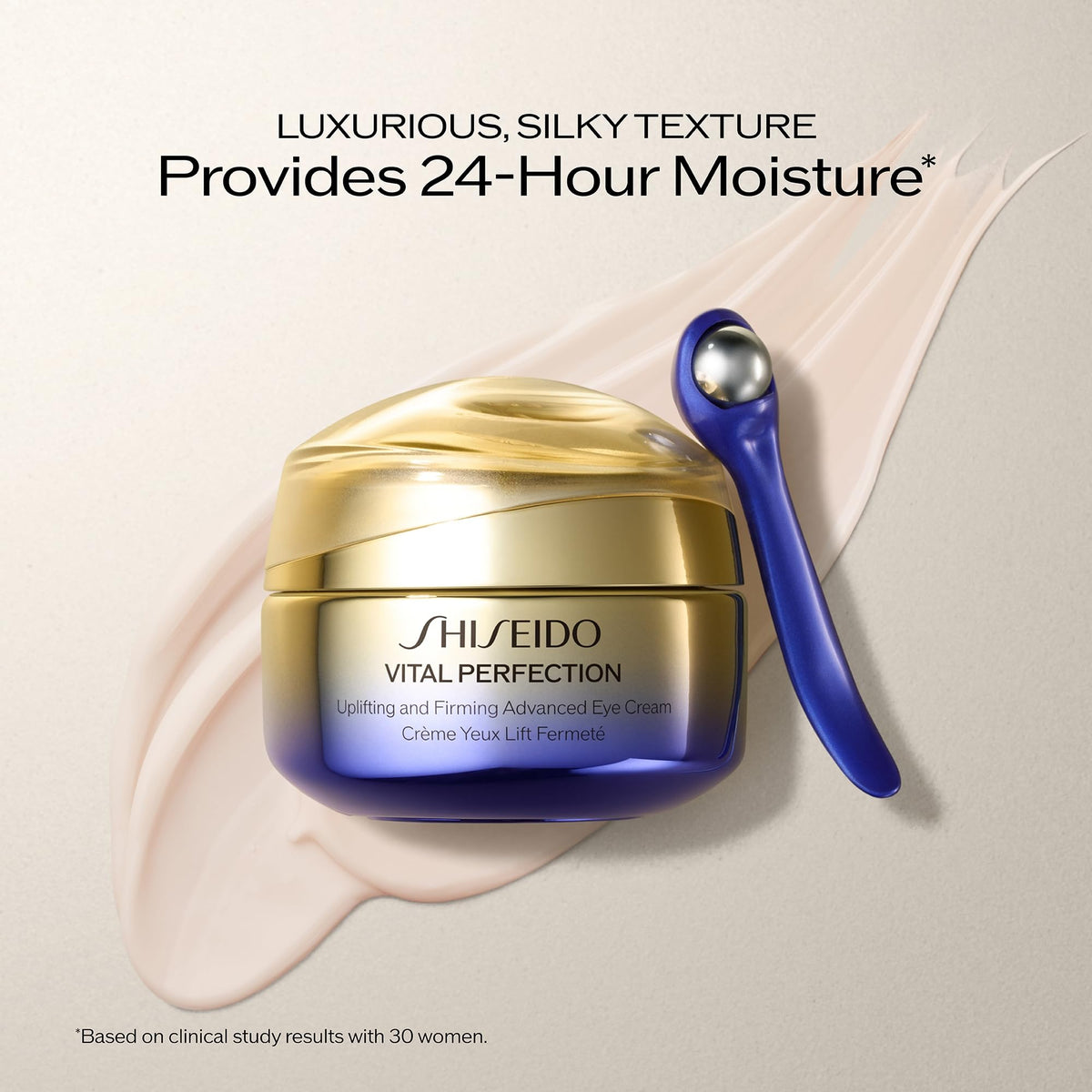 Shiseido vital perfection label closeup showing key actives and clarity benefit