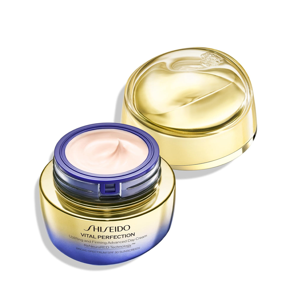 Shiseido Vital Perfection on a bathroom counter portraying everyday luxury use