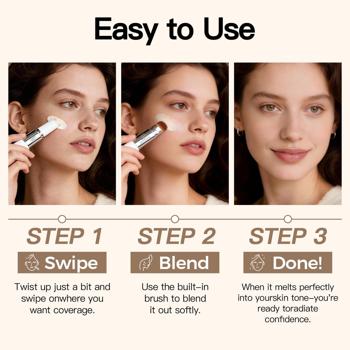 SHLLON compact in travel bag showing portability and on-the-go touch-up benefit
