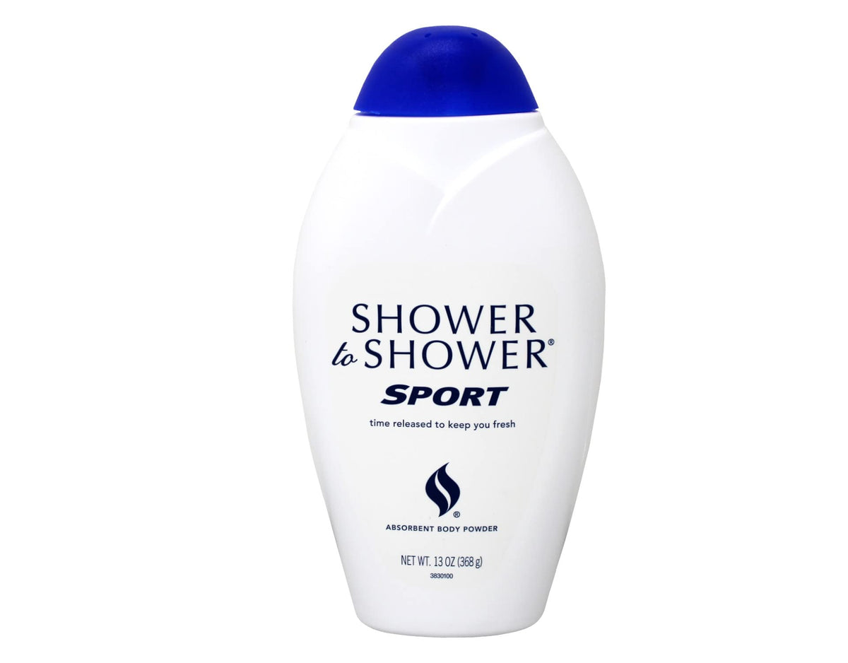 Shower To Shower sport close-up powder texture illustrating quick absorbency