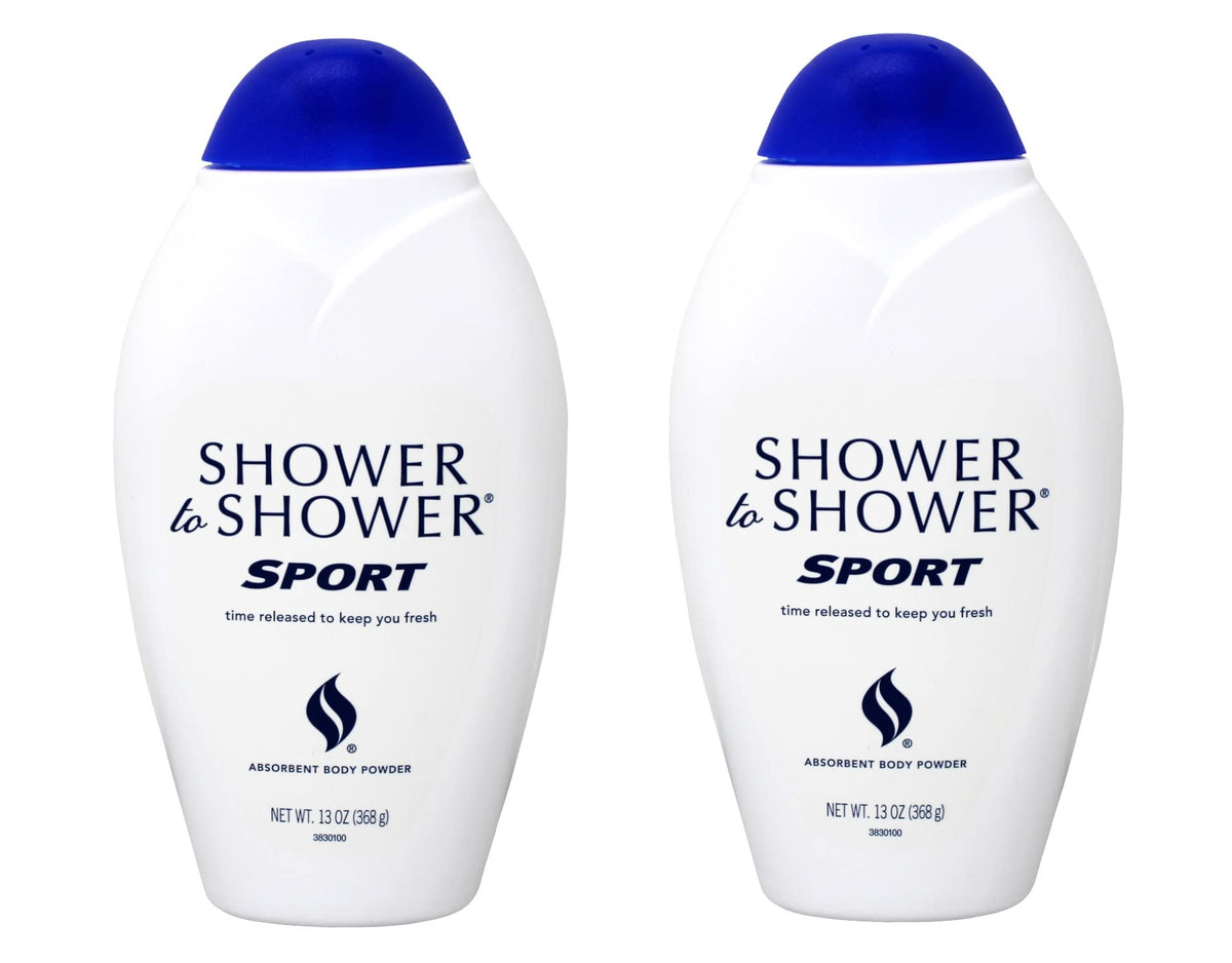 Shower To Shower front bottle showing sport label and benefit of lasting freshness