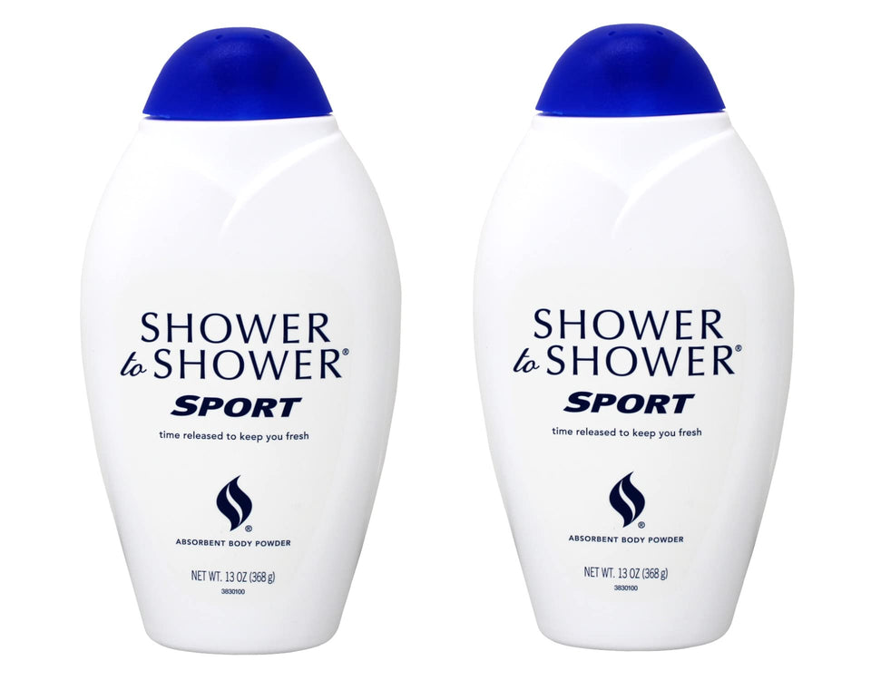 Shower To Shower front bottle showing sport label and benefit of lasting freshness