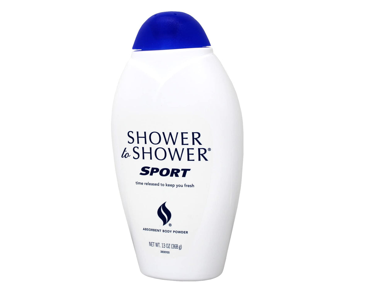 Shower To Shower sport next to ruler for scale showing 13-ounce bottle size