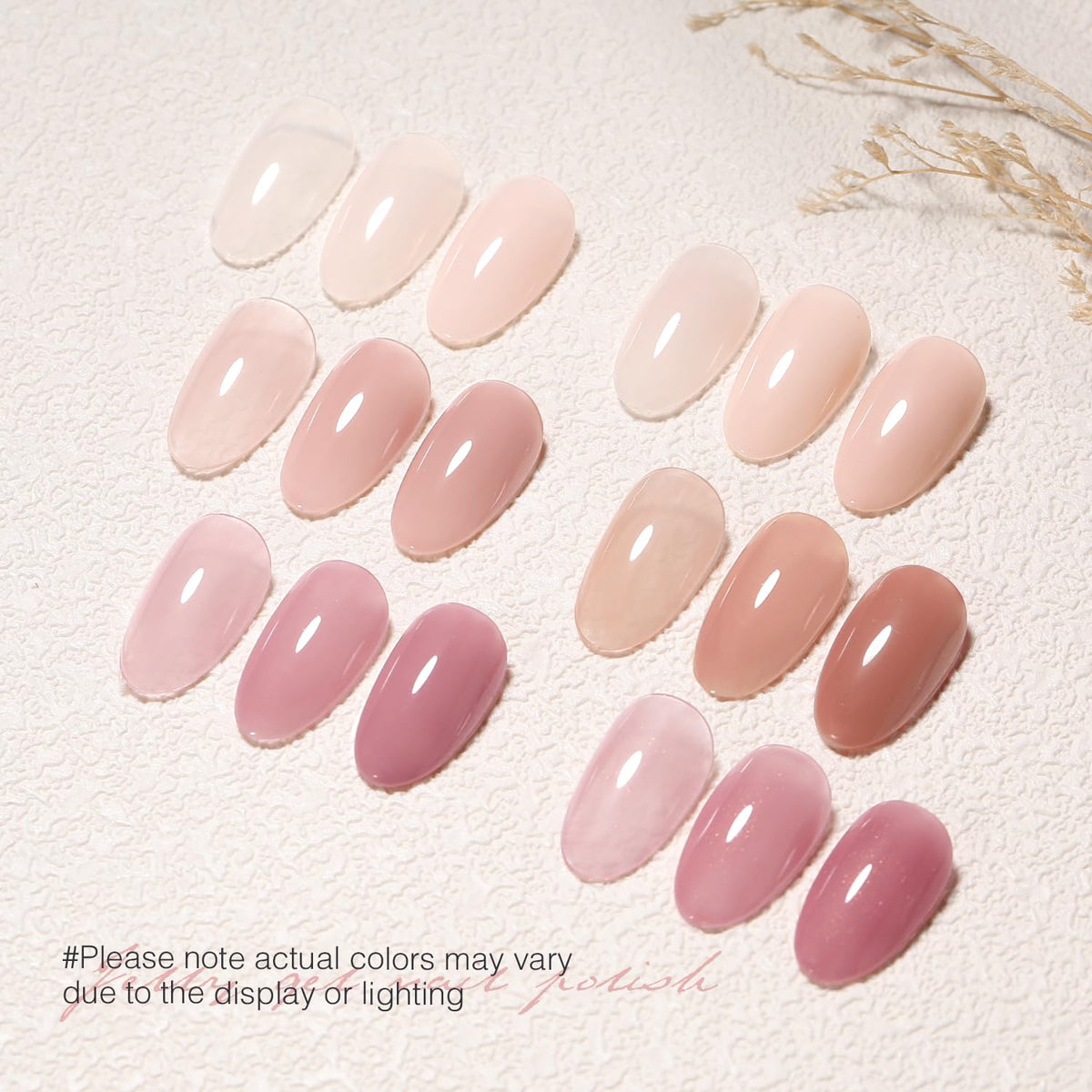 SHOYUM color swatch lineup of six sheer shades, easy color selection benefit