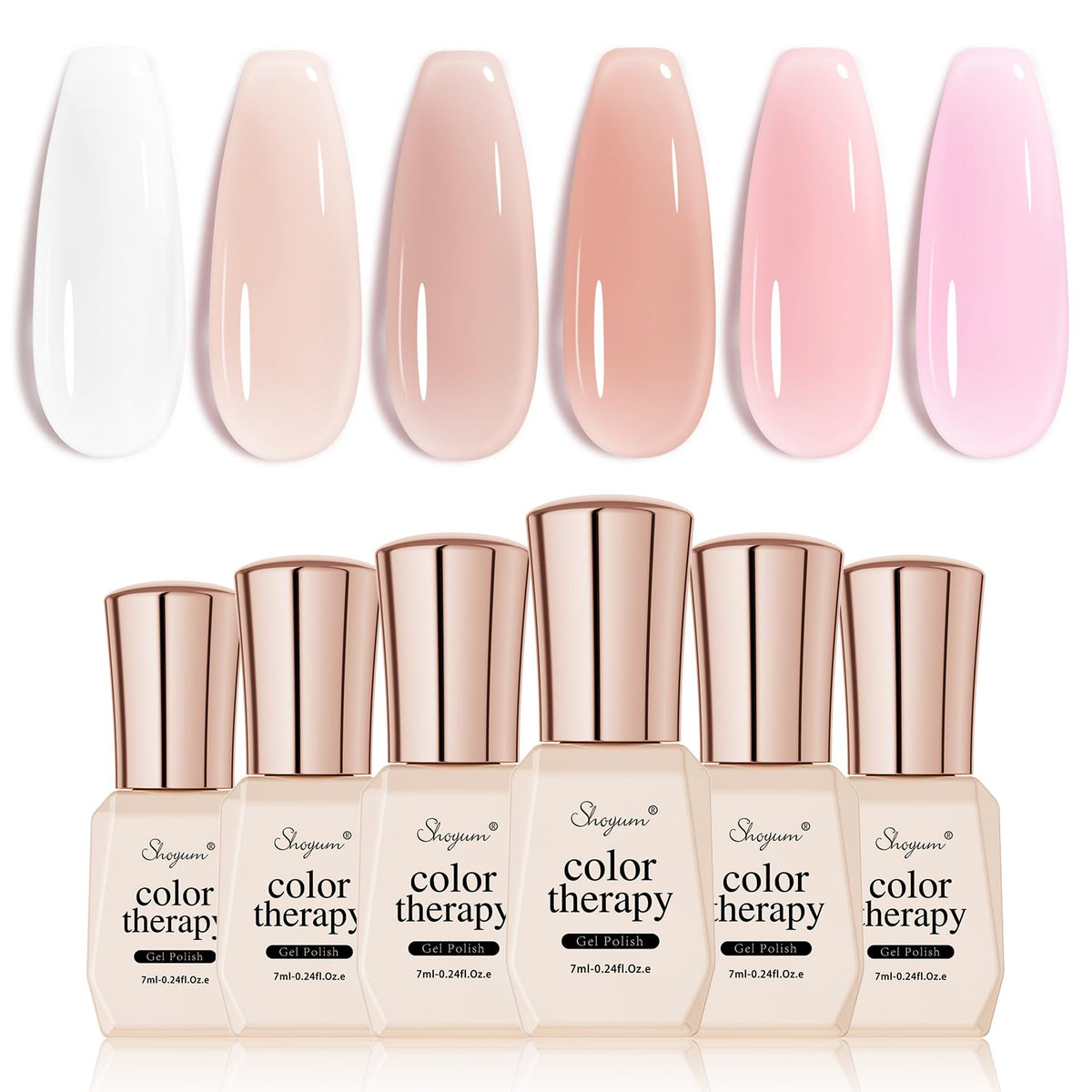 SHOYUM lifestyle shot hands on coffee table wearing nude pink gels benefit: wearable everyday style