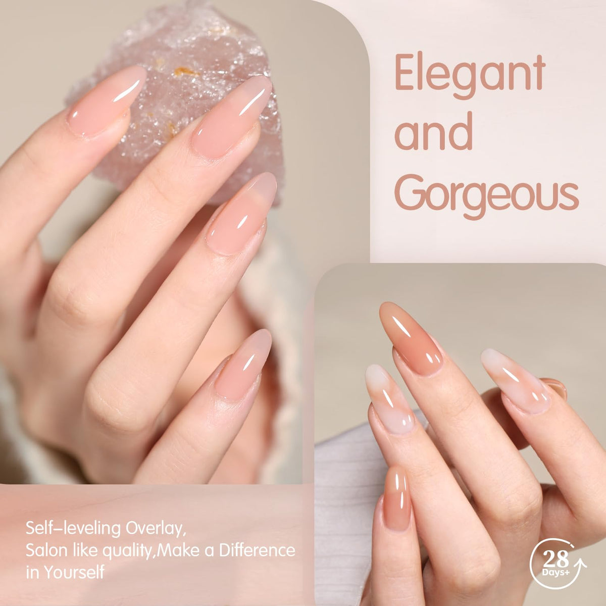 SHOYUM texture on nail showing translucent jelly finish and glossy shine