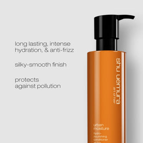 shu uemura conditioner applied in hand, demonstrates easy detangling benefit
