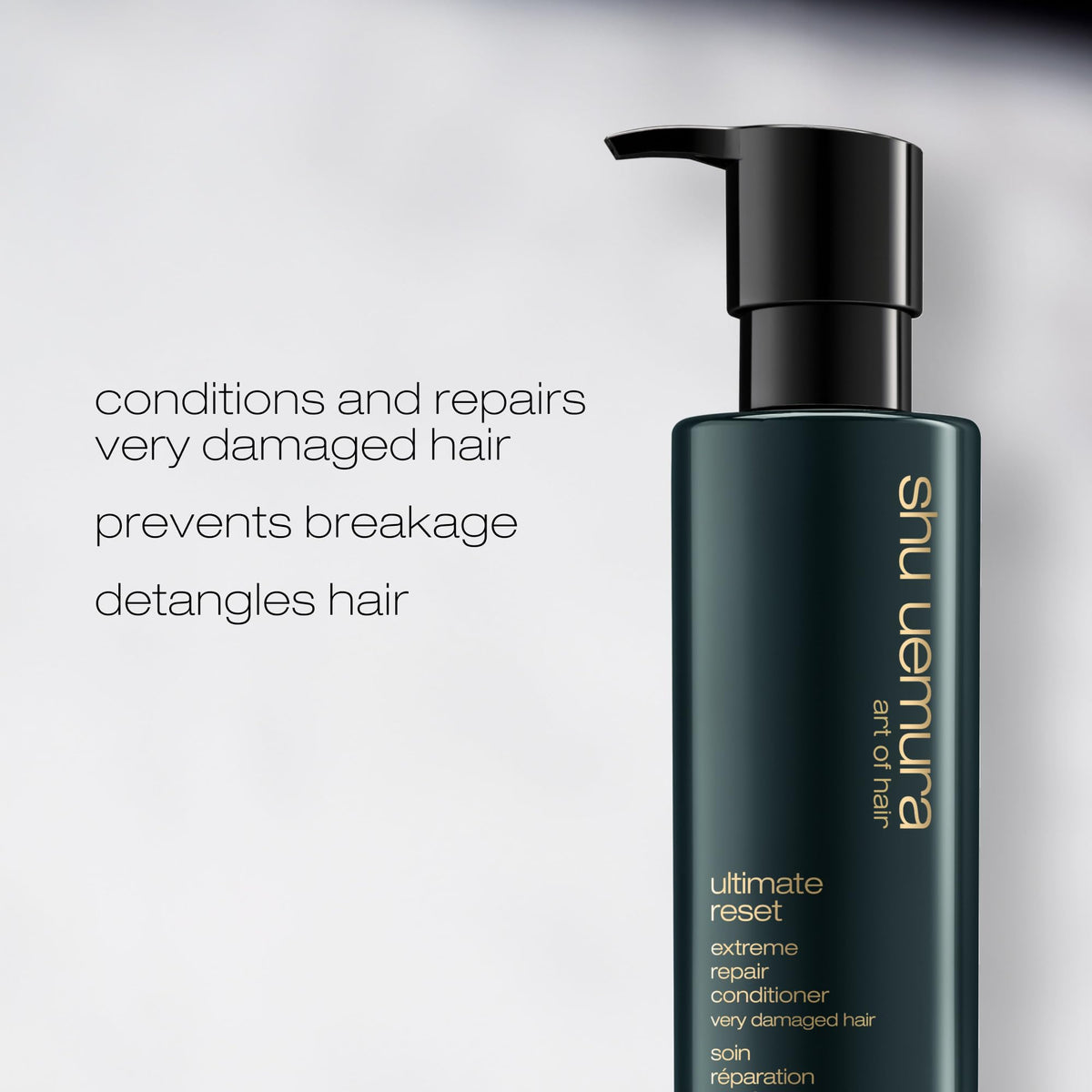 shu uemura applying conditioner to mid-lengths and ends for repair benefits