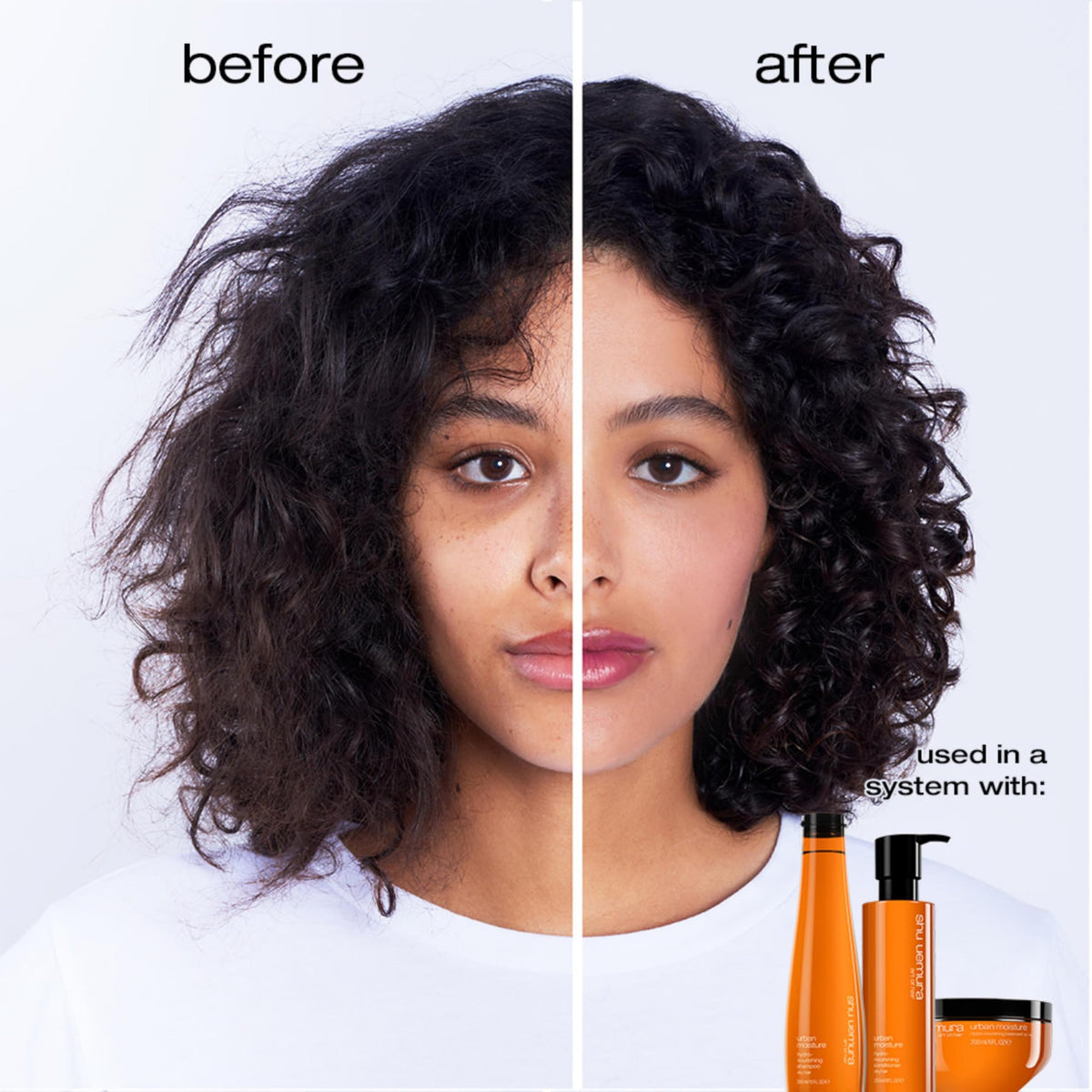 shu uemura art of hair pump and label highlighting product details benefit