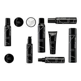 shu uemura art of hair lifestyle bathroom shelf scene showing salon-quality daily routine benefit