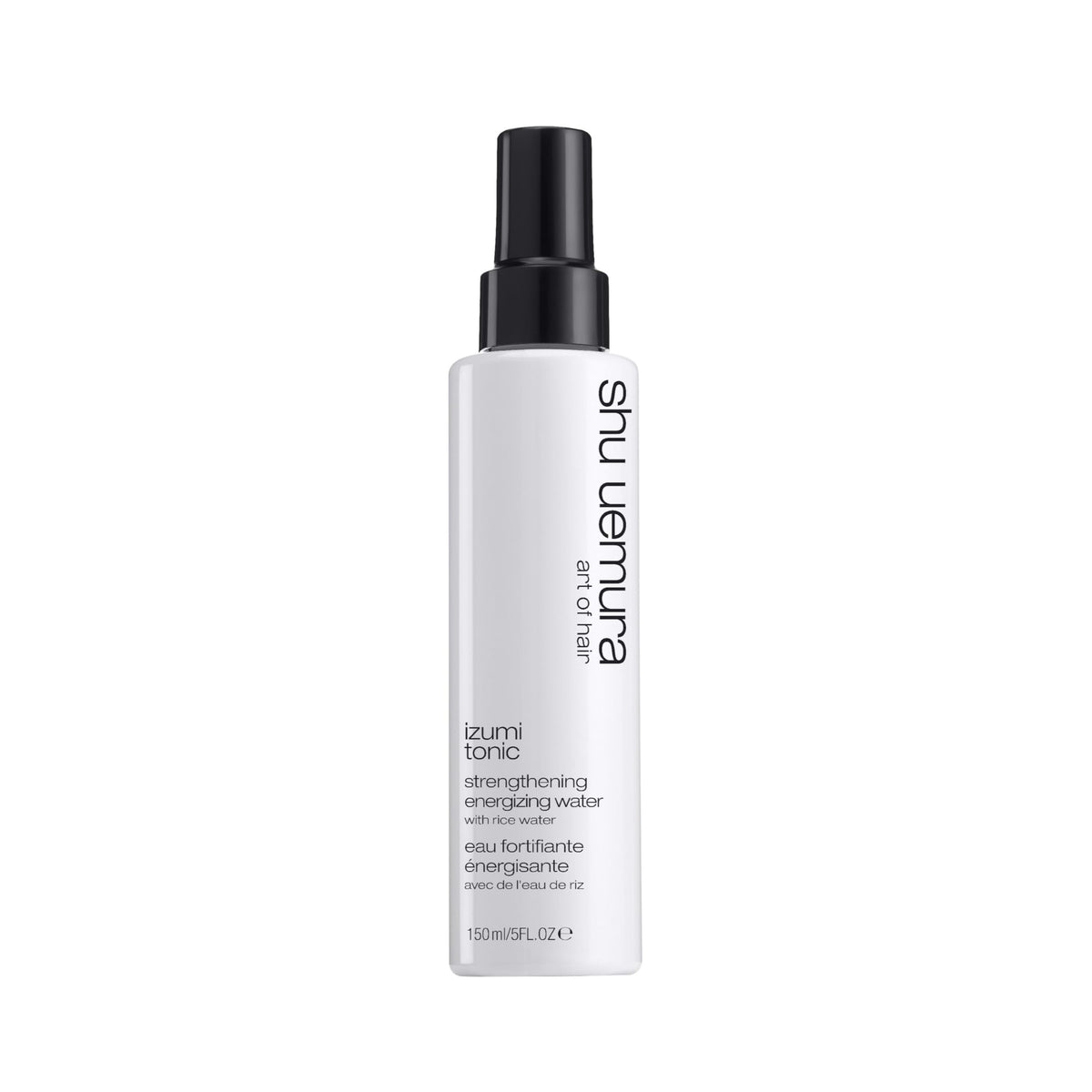 shu uemura art of hair front bottle shot showing sleek packaging and product benefit