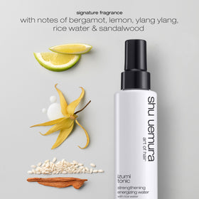shu uemura art of hair label details displaying usage instructions and key benefits