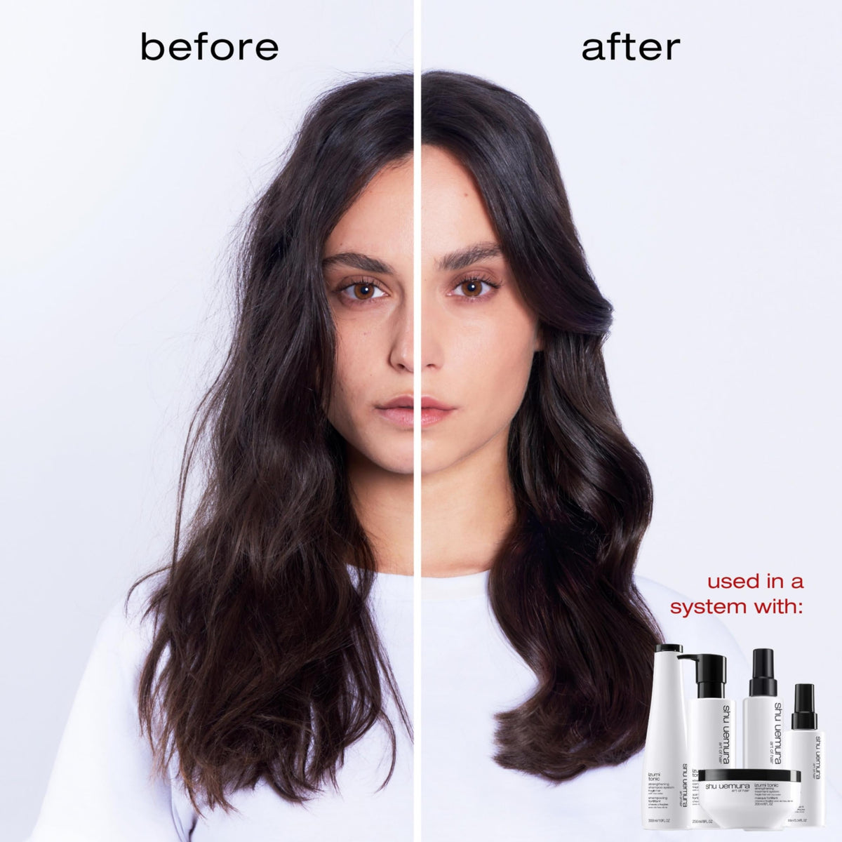 shu uemura art of hair misting spray in use for even leave-in application benefit