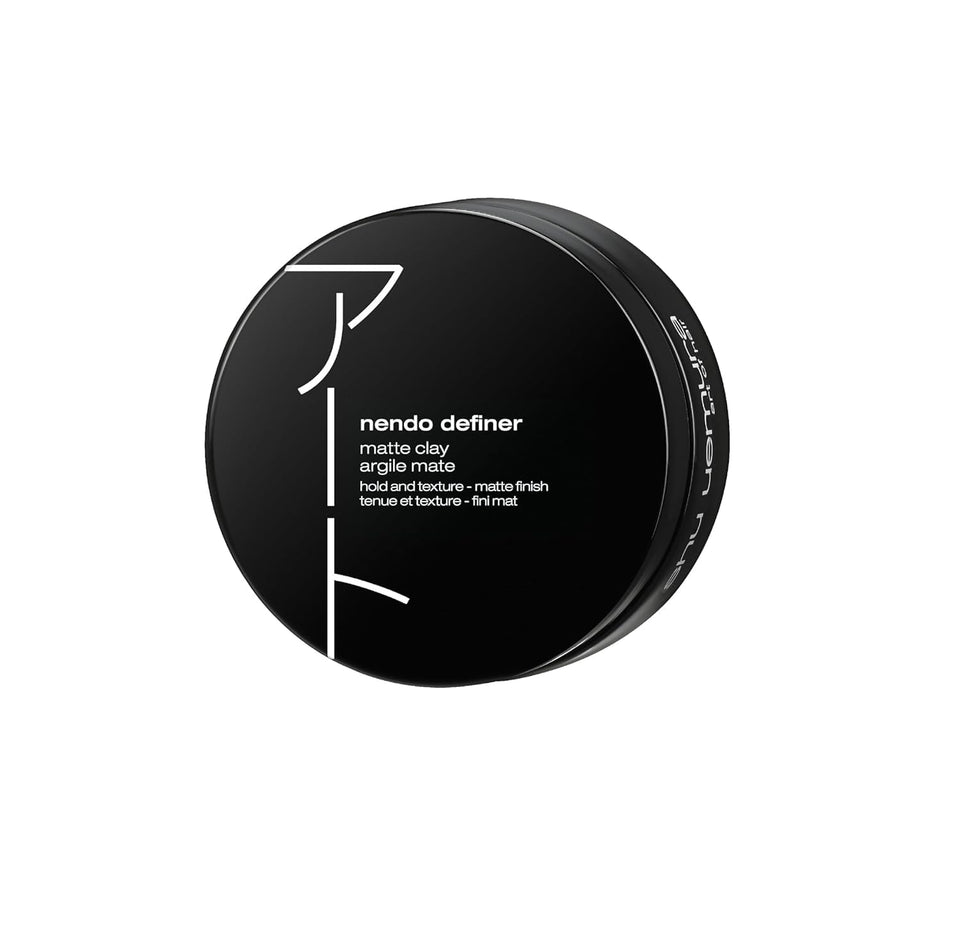 shu uemura art of hair product pot front view showing label and compact size benefit