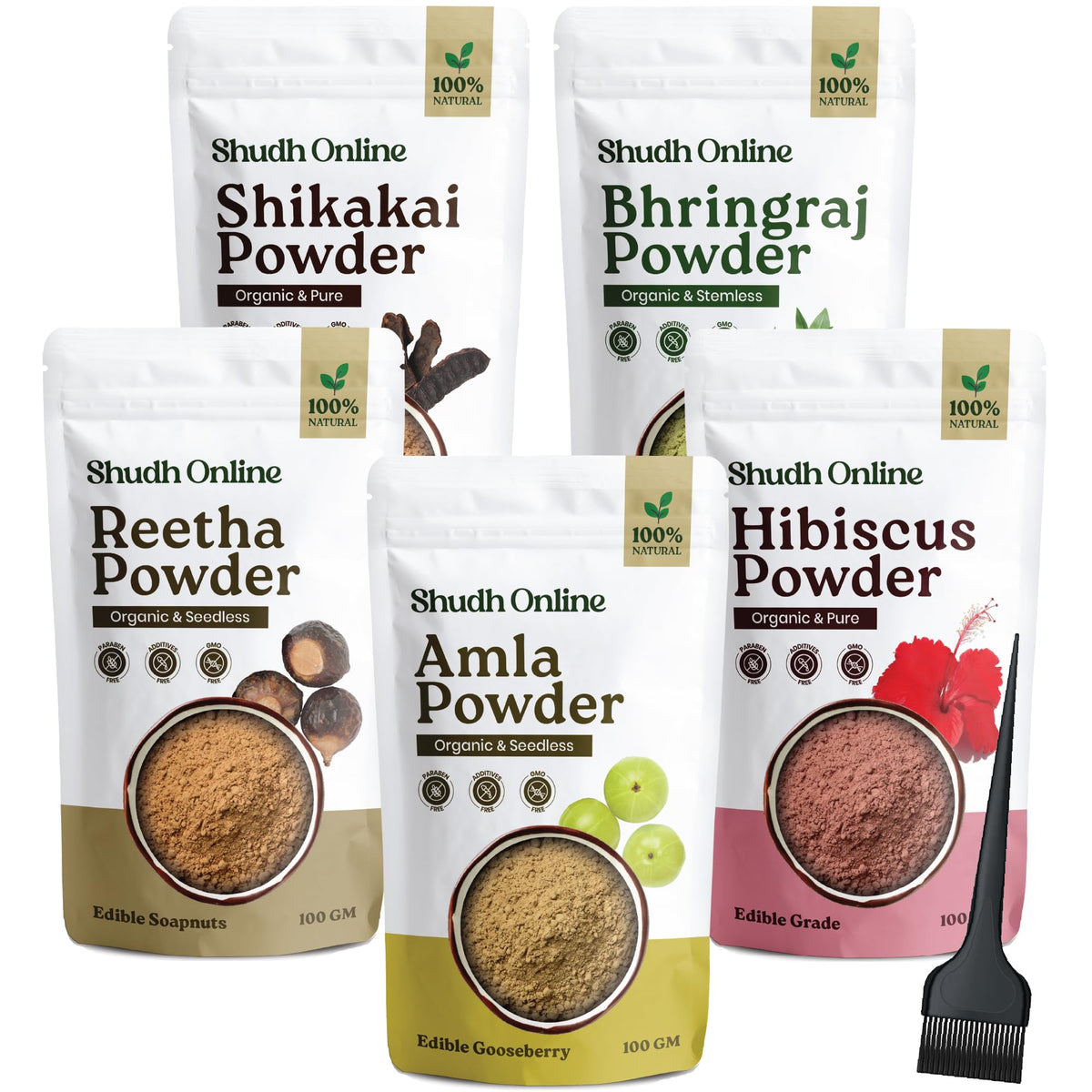 Shudh Online front packaging of herbal hair mask combo showing contents and weight