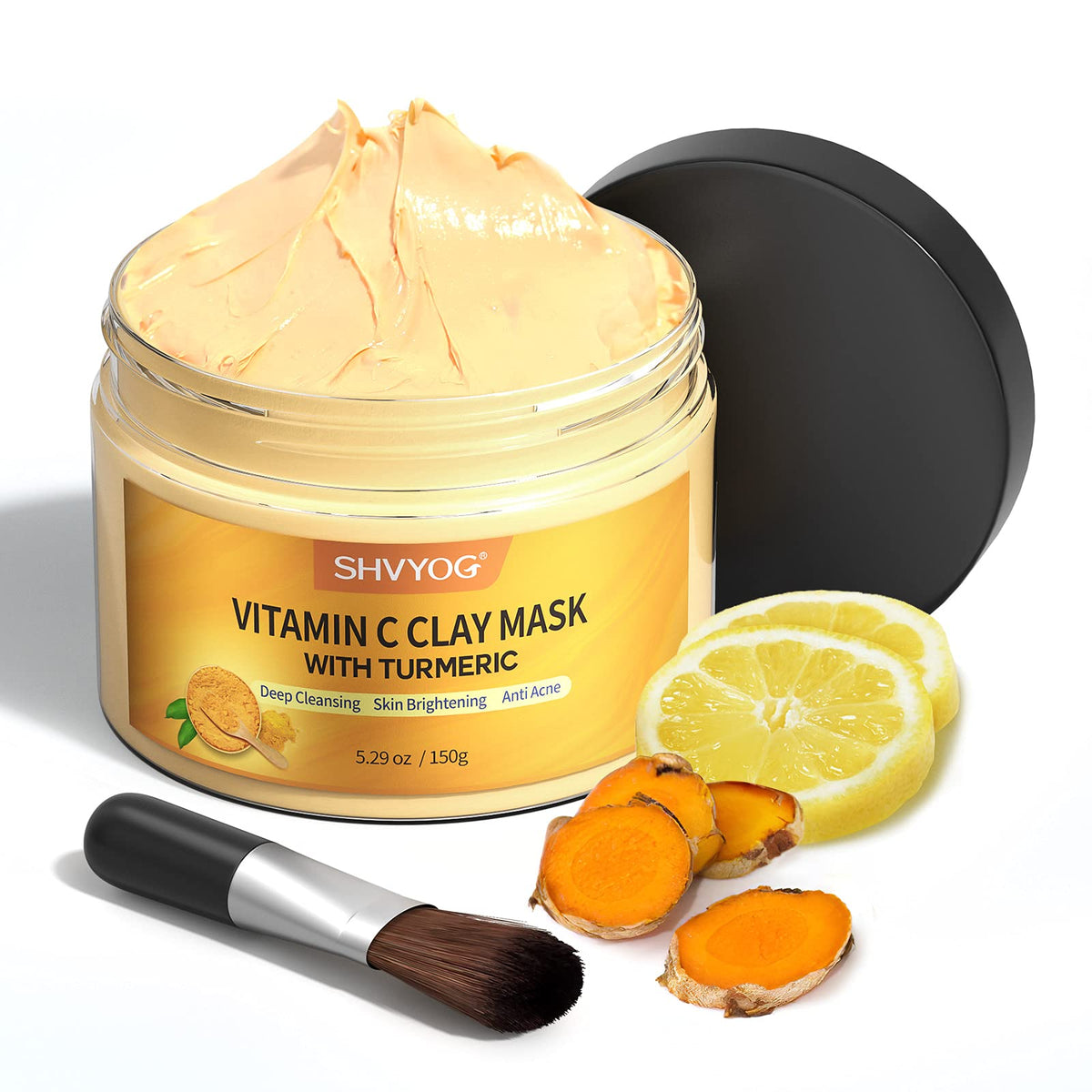 SHVYOG jar front view showcasing clean packaging and brightening benefit