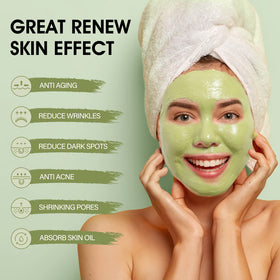 SHVYOG powdered green tea and volcanic mud ingredients highlighting purity