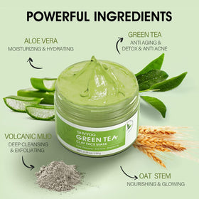 SHVYOG texture close-up revealing smooth green clay for gentle detox
