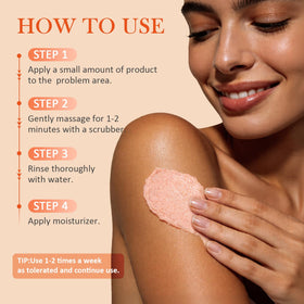 SHVYOG applying scrub to upper arm demonstrating gentle circular motion to reduce bumps