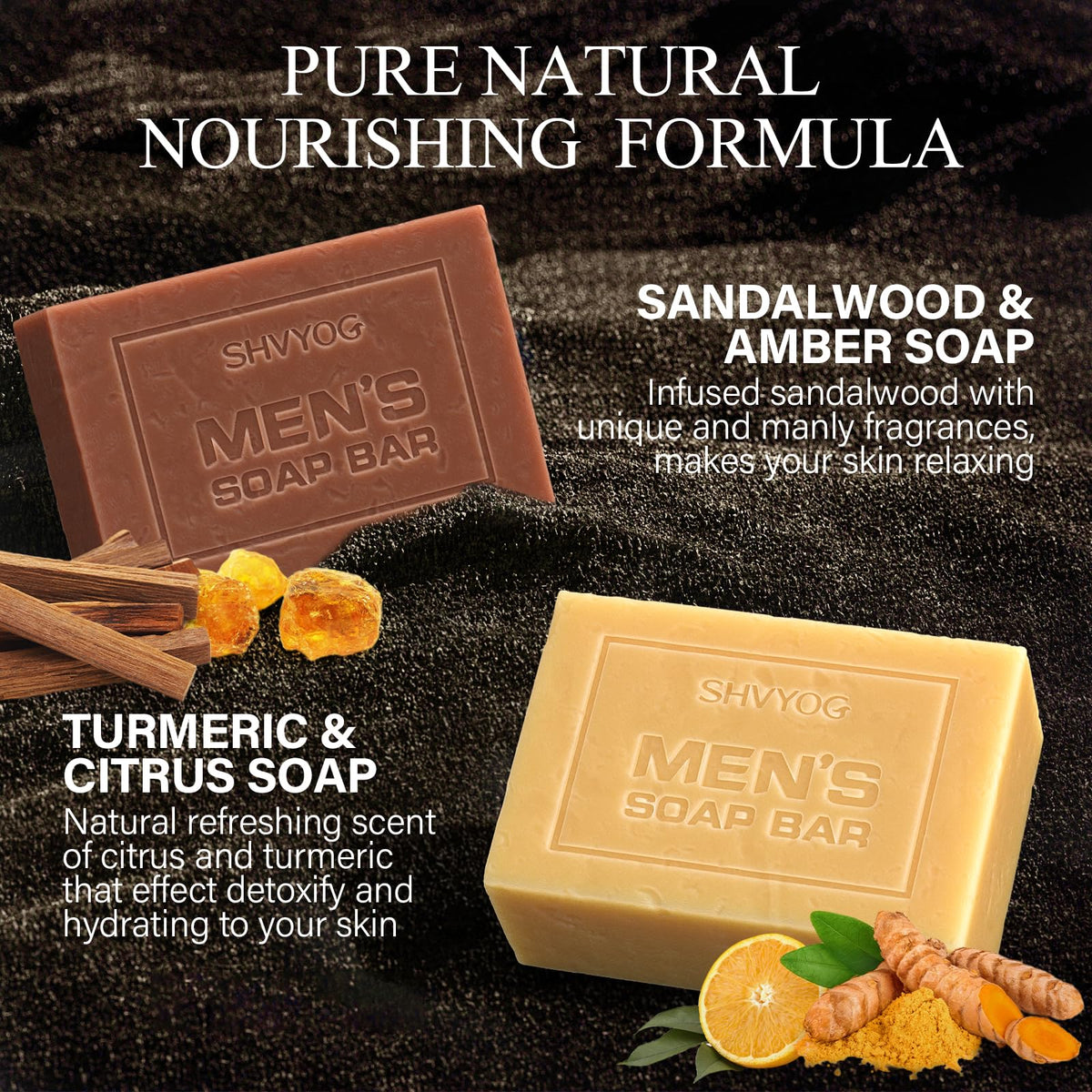 SHVYOG sandalwood amber bar close-up highlighting natural texture and calming scent