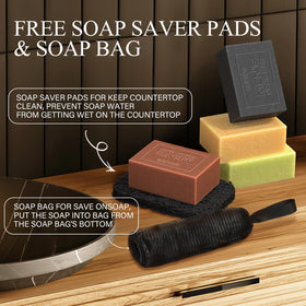 SHVYOG soap bag and pad included with set to extend bar life and improve exfoliation