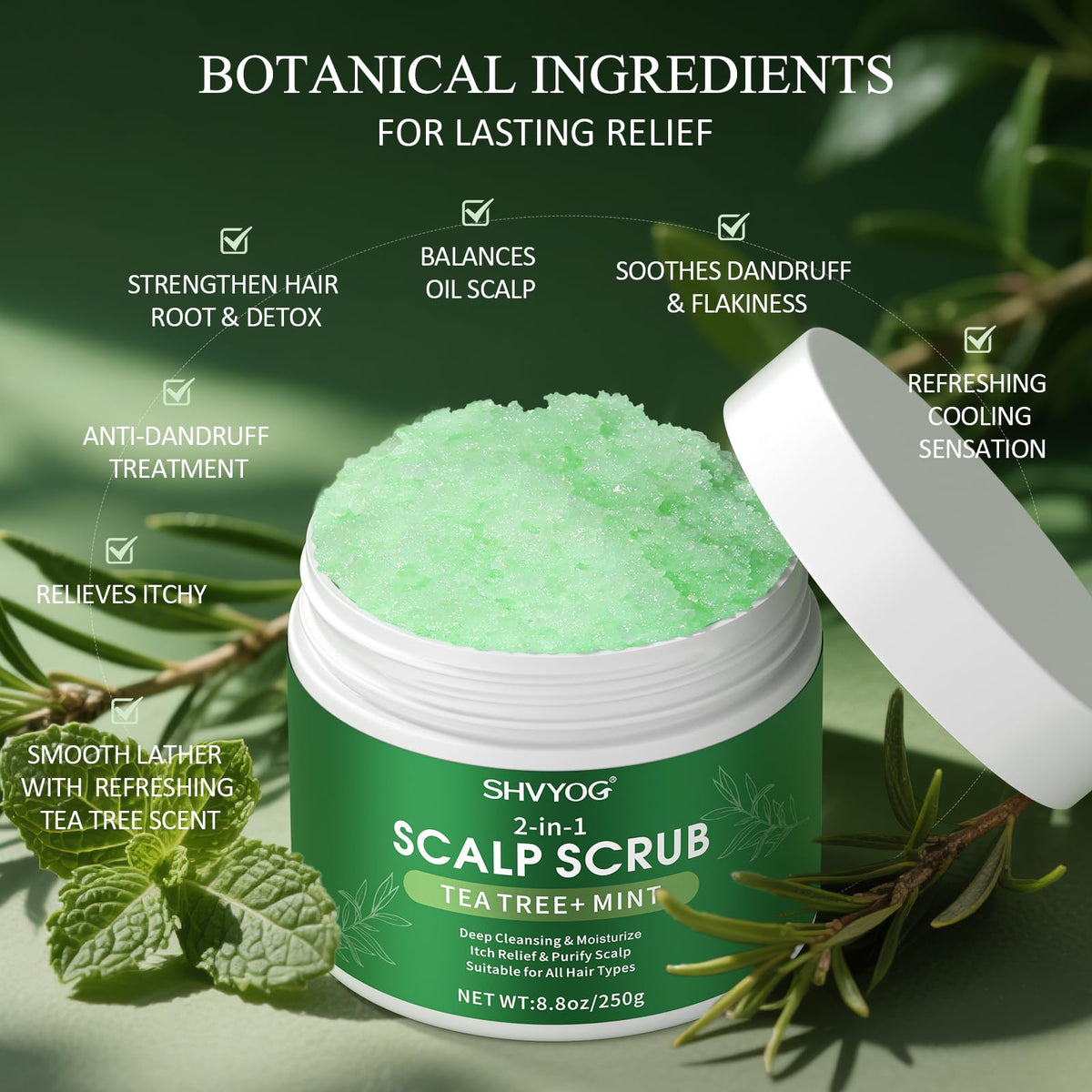 SHVYOG texture close-up highlighting sea salt granules and creamy base for effective exfoliation