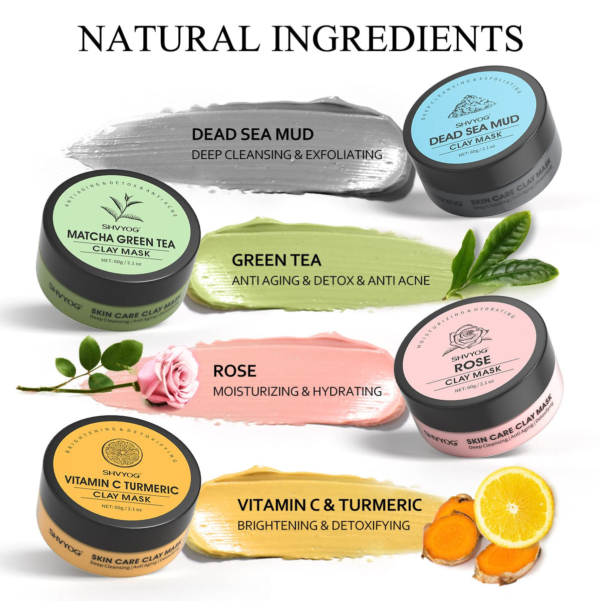 SHVYOG turmeric Vitamin C mask jar top view showing creamy texture benefit