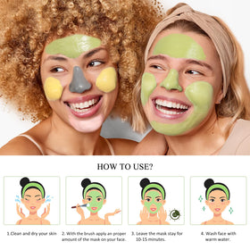 SHVYOG model applying mask in bathroom, relaxing at-home spa benefit