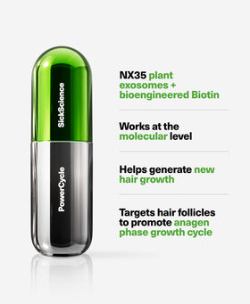 SickScience serum being massaged into scalp illustrating gentle application benefit