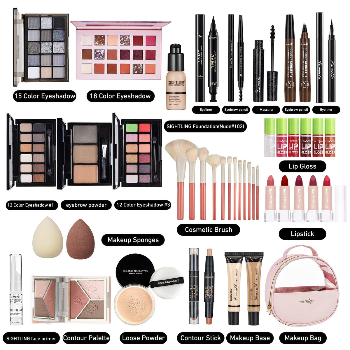 SIGHTLING open palettes displaying coordinated eyeshadow and contour shades for easy looks