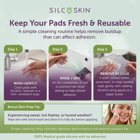 Silc Skin pad applied to model chest illustrating discreet, overnight wear benefit