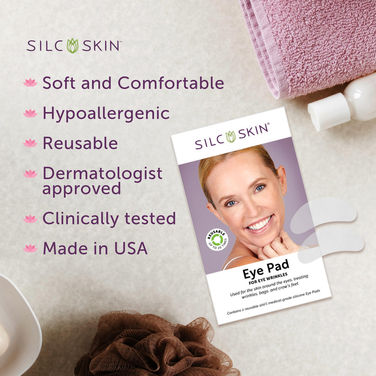 Silc Skin pads in a nighttime bathroom setting for easy bedtime routine