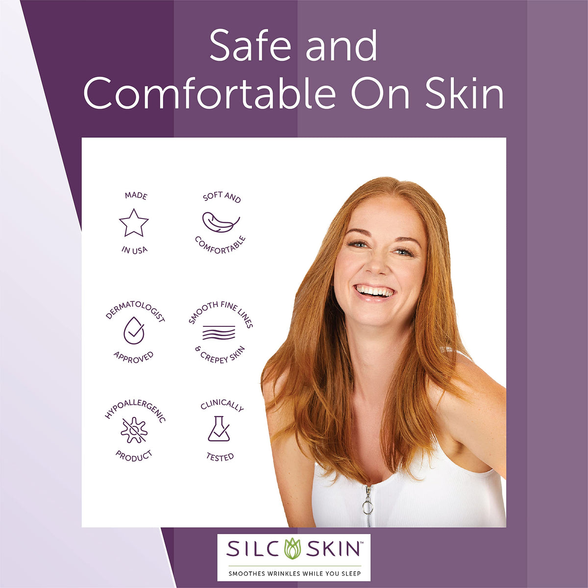 Silc Skin pad placed on décolletage showing versatile contour fit