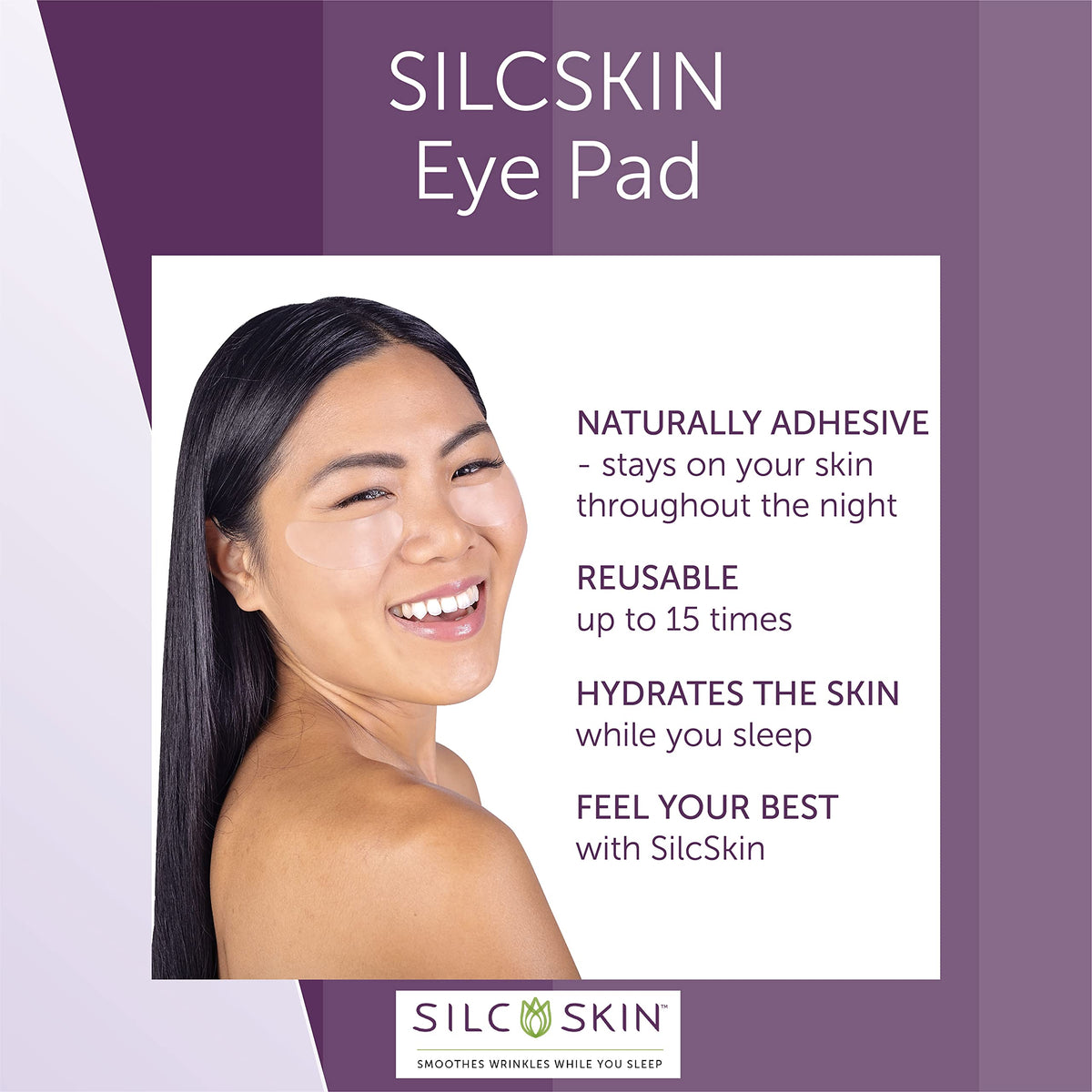Silc Skin pad next to fingers illustrating compact size and fit