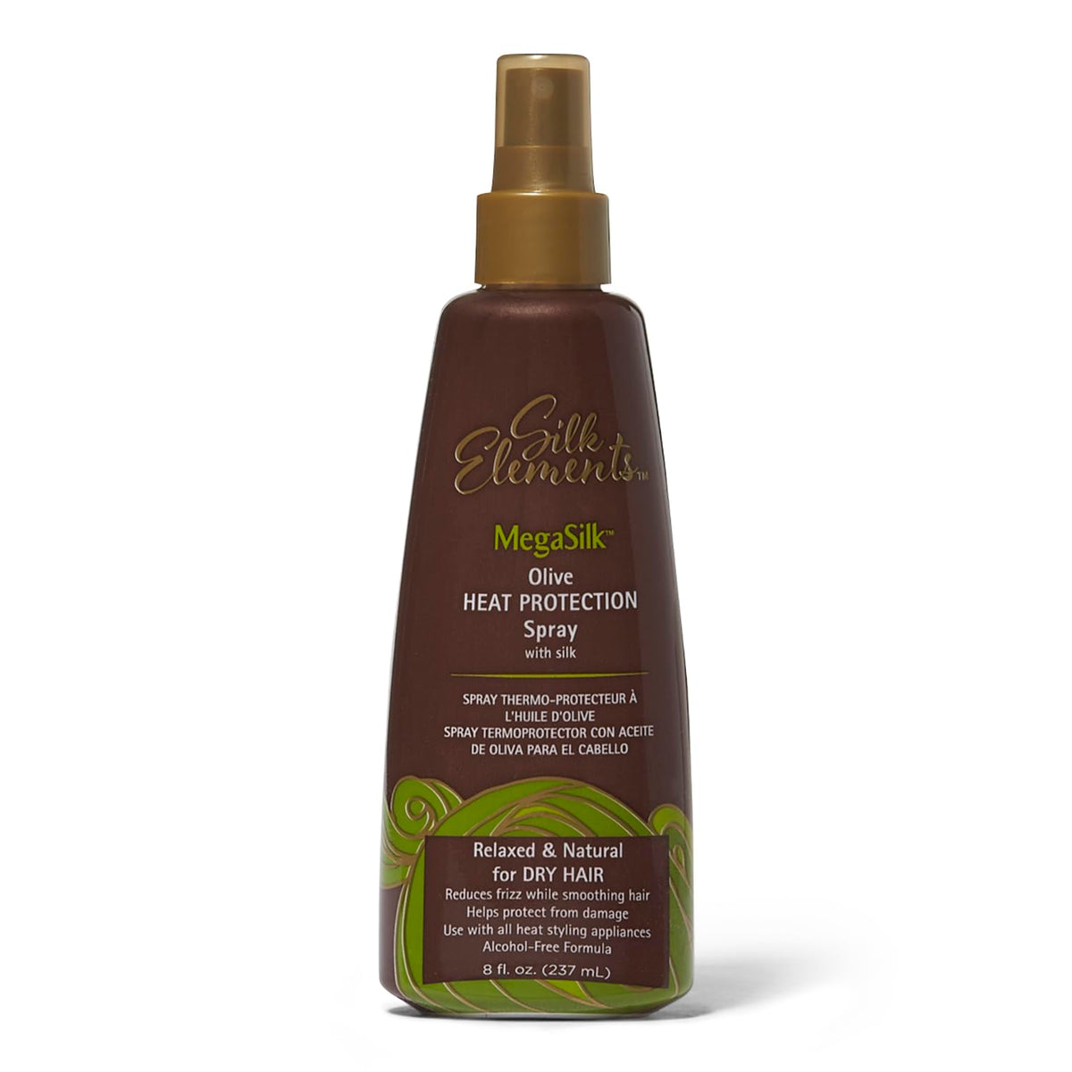 Silk Elements front packaging showing label and 8oz size, highlights protection benefit