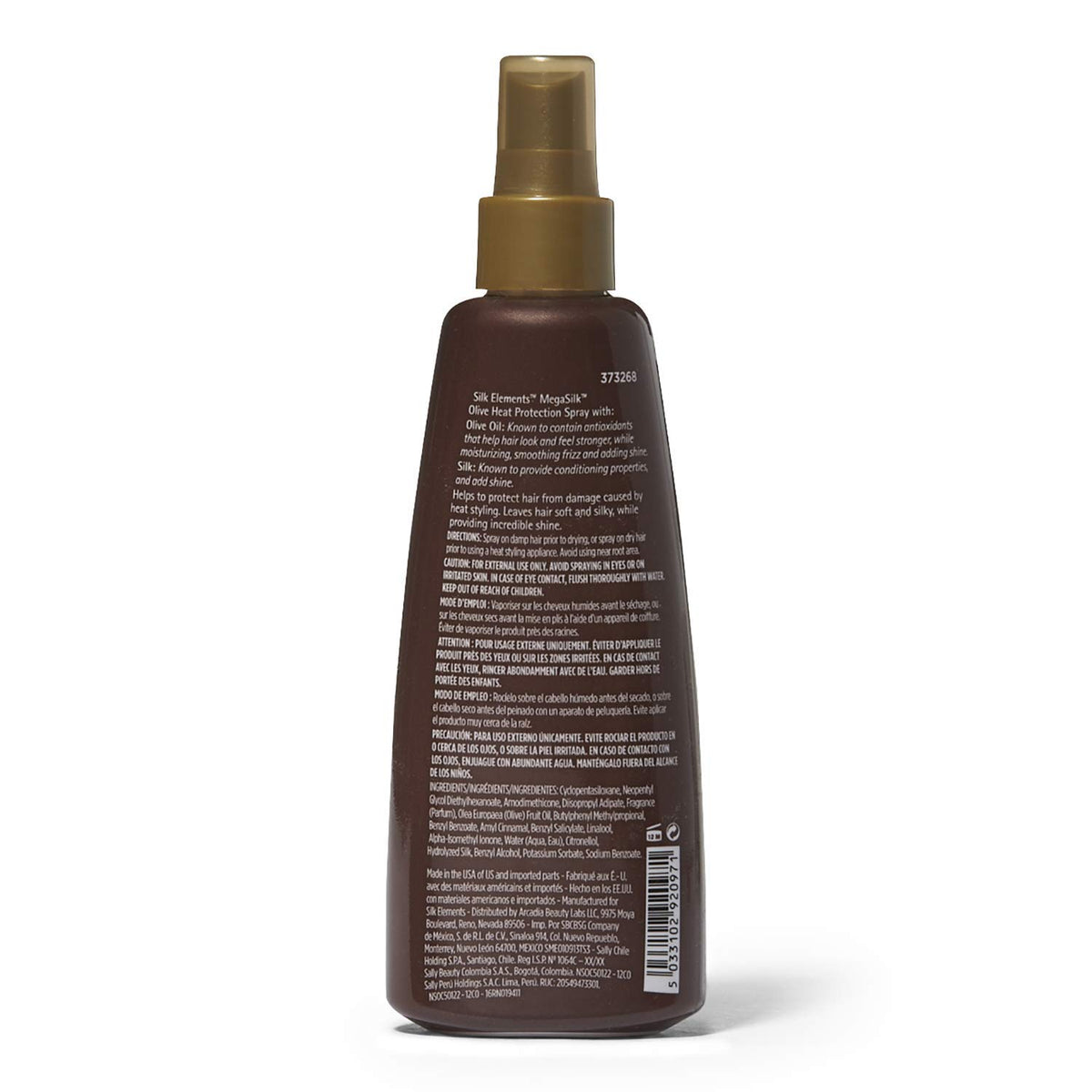 Silk Elements spray being applied from hand to hair, demonstrates easy heat protection